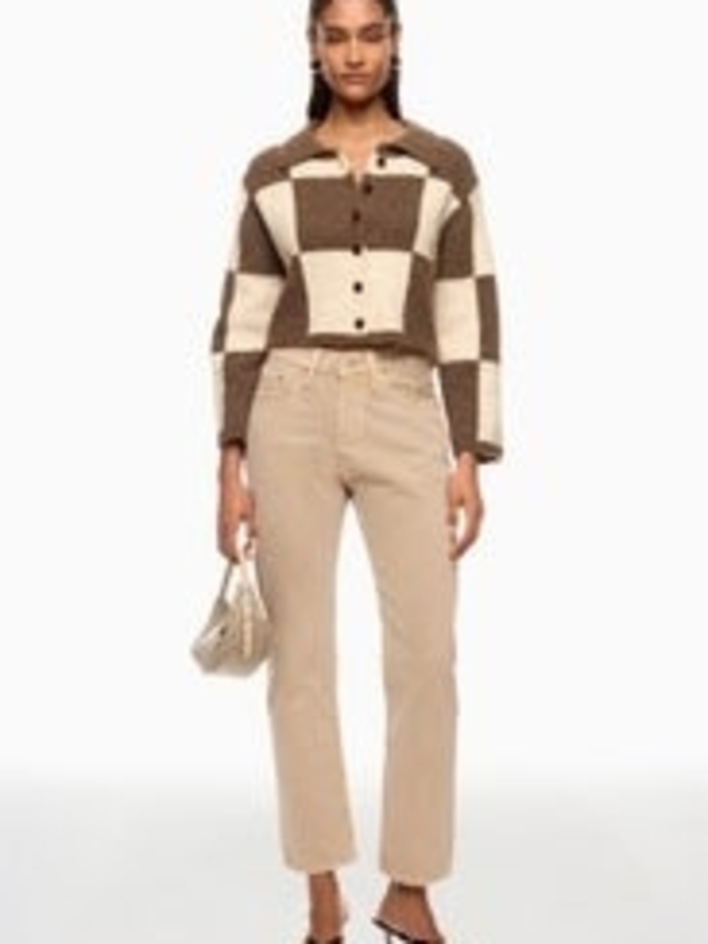 MOON RIVER check pattern collared cardigan small